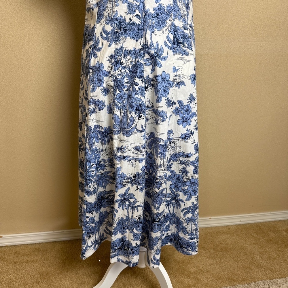 Joie Blue and White Floral Toile Printed Size 10 Midi Dress - Picture 10 of 12